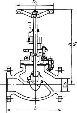 T40H-10,16,25型蒸汽手動調節閥外形結構尺寸圖