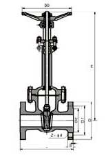 DZ40YD型低溫閘閥PN16~PN25外形結(jié)構(gòu)尺寸圖