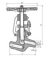 J61Y、J61H型高溫對接焊電站截止閥PN200~PN320外形結構尺寸圖