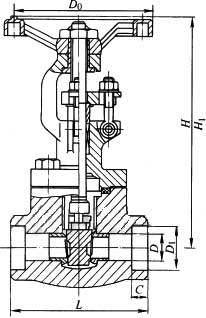 Z61H/Y/W型鑄鋼承插焊楔式閘閥PN100~PN160外形結(jié)構(gòu)尺寸圖