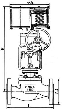 J641氣動截止閥PN16~PN40外形結構尺寸圖