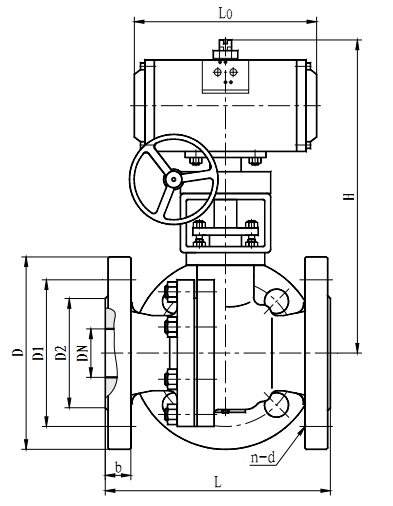 ZSJTQ氣動切斷三通球閥外形安裝尺寸單位