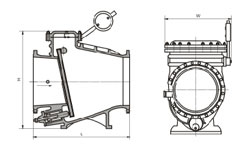 HH44X、HH44T、HH44H型法蘭式微阻緩閉止回閥PN10~PN25外形連接尺寸圖