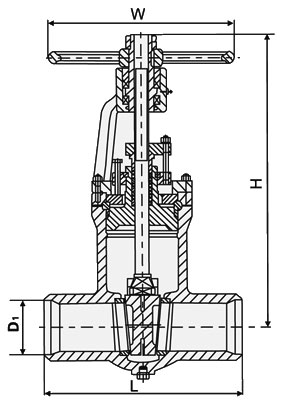 Z60Y/Z61Y-250 Z60Y/Z61Y-320手動高溫高壓閘閥主要外形和連接尺寸圖