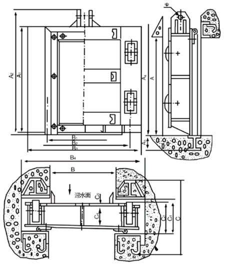 PGM系列平面型鋼閘門外形及基礎(chǔ)布置尺寸