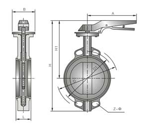D71J、D371J電廠脫硫?qū)S玫y、煙氣脫硫?qū)S玫y外形結(jié)構(gòu)尺寸圖