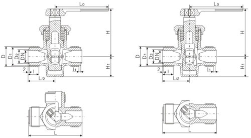 船用外螺紋青銅填料旋塞閥基本尺寸