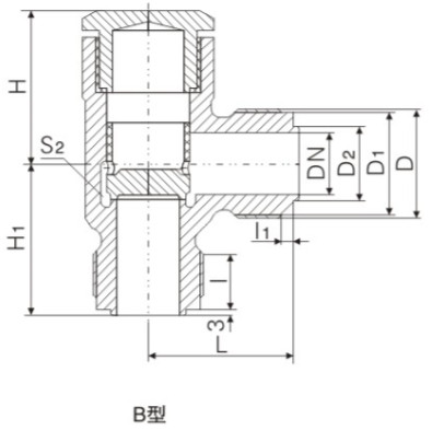 船用外螺紋直角型青銅止回閥基本尺寸