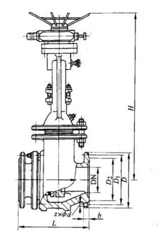 PZ941Tc-16型電動陶瓷排渣閘閥主要外形及結構尺寸