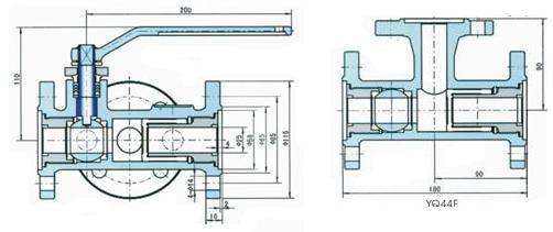 組合式三通球閥外形尺寸圖