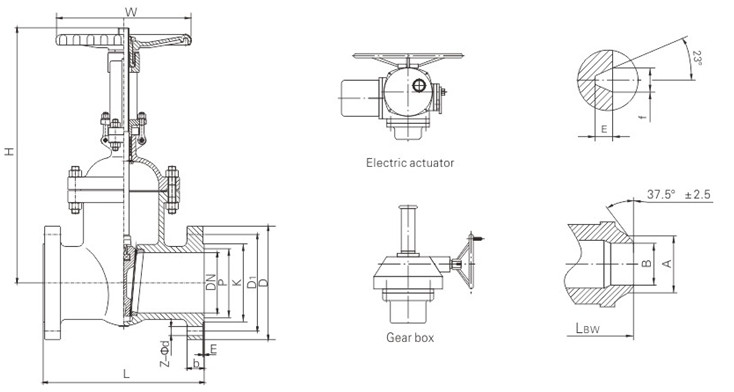 API明桿美標(biāo)閘閥600LB主要外形連接尺寸