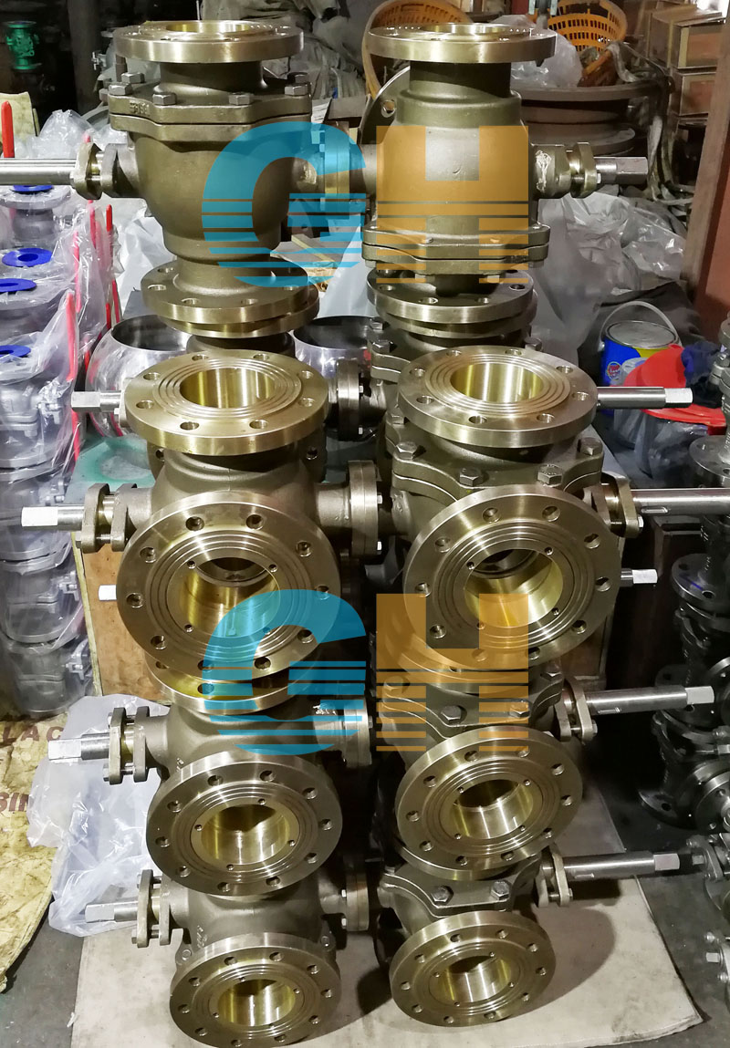 鎳鋁青銅聯(lián)動三通球閥、SQ45F雙聯(lián)動三通球閥法蘭面