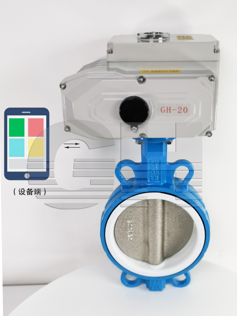 GHWXD971F-10Q-4G型無(wú)線電動(dòng)開(kāi)關(guān)對(duì)夾式蝶閥正面圖